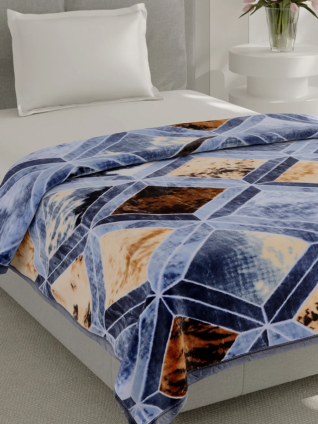 Printed Single Bed 1 Ply, 625 GSM Mink Blanket for Mild Winter - (Impact Pvc)