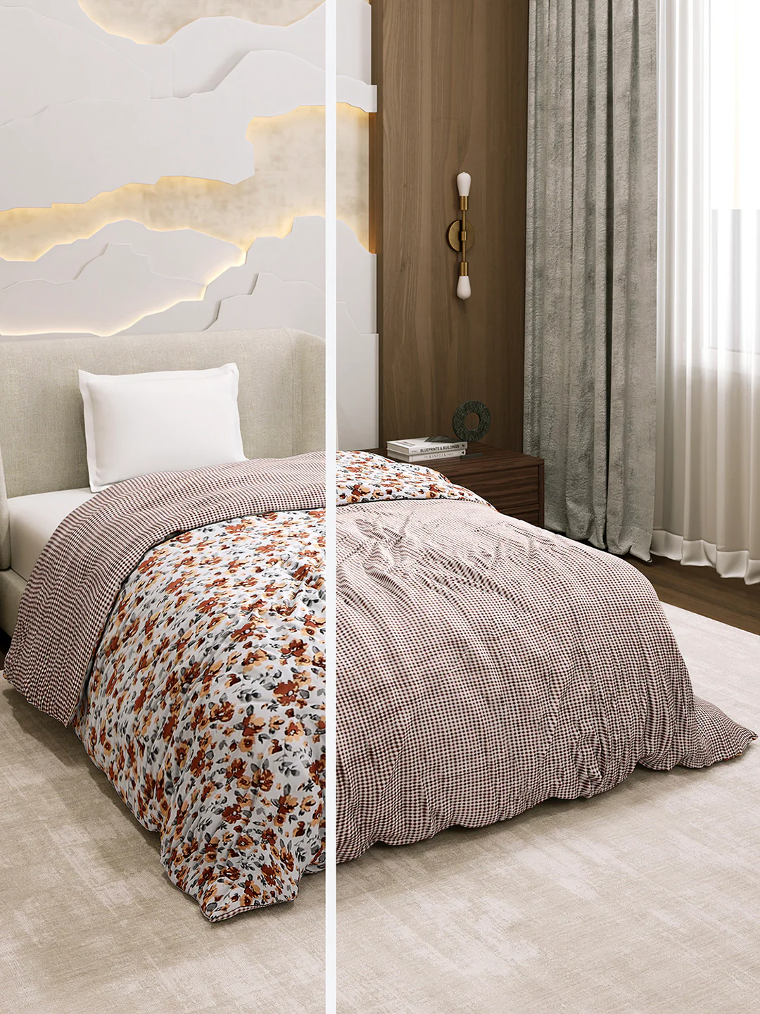 Printed Single Bed 1 Ply Dohar for Mild Winter - (Daisy)