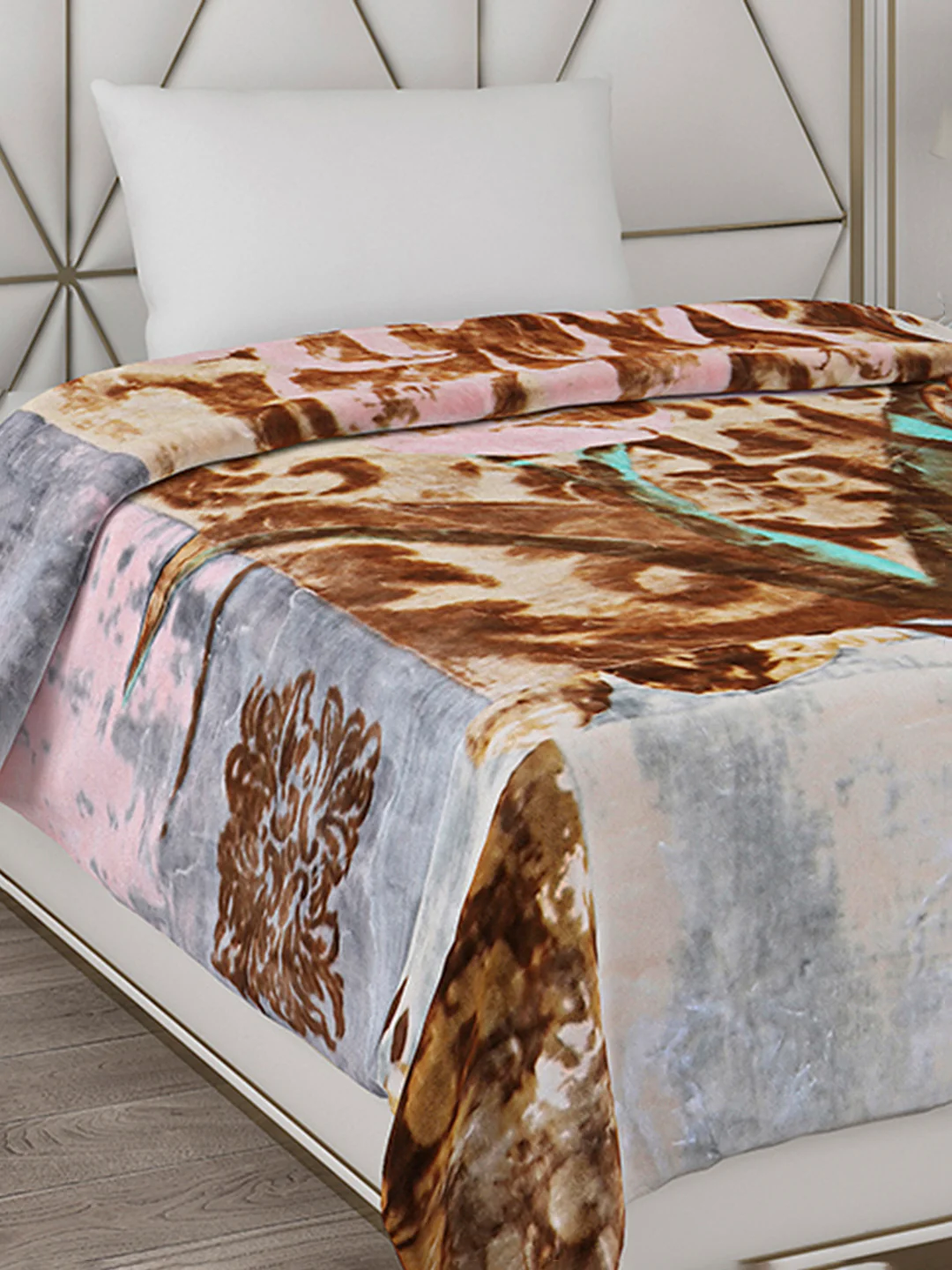 Printed Single Bed 1051 GSM Blanket Pearl 2 Ply (Weight 3.7 kg)