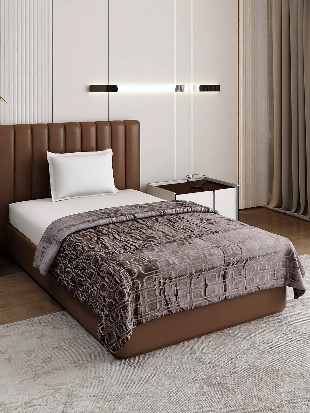 Printed Single Bed 210 GSM Blanket for AC Room - (Terra)
