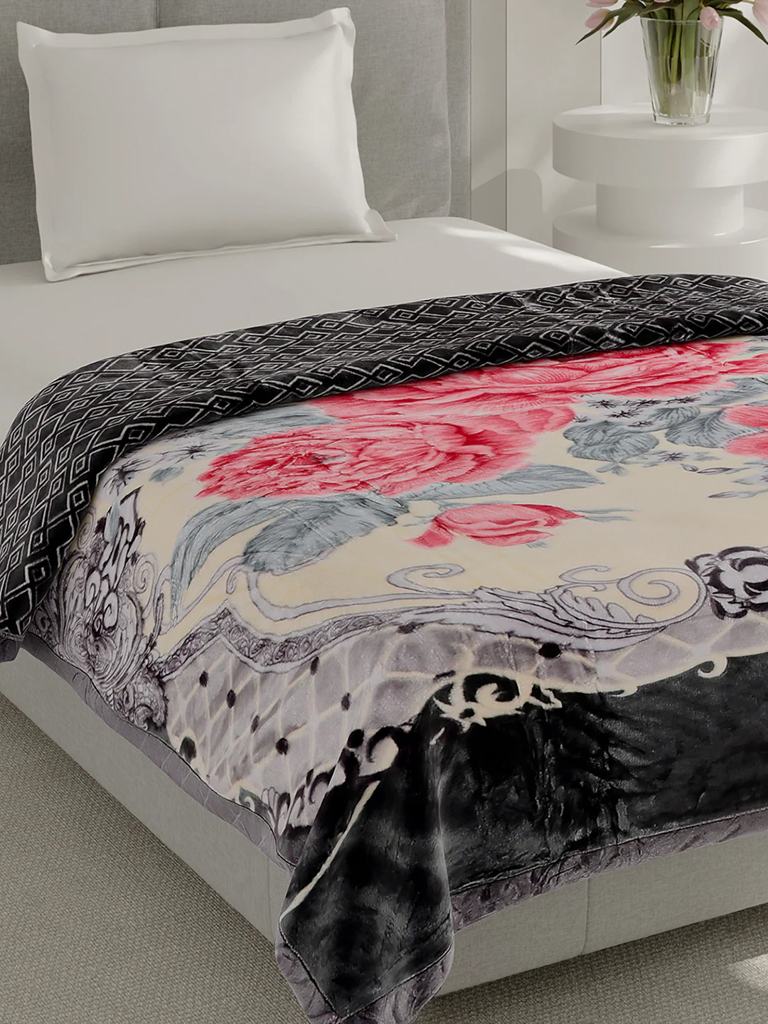 Printed Single Bed 3 Ply, 909 GSM Blanket for Heavy Winter - (Umang)