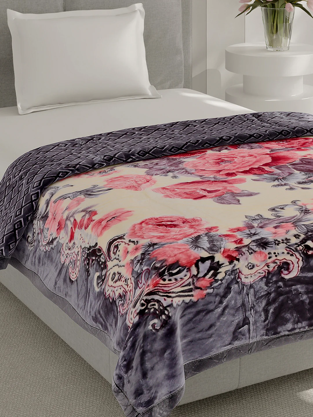 Printed Single Bed 3 Ply, 909 GSM Blanket for Heavy Winter - (Umang)