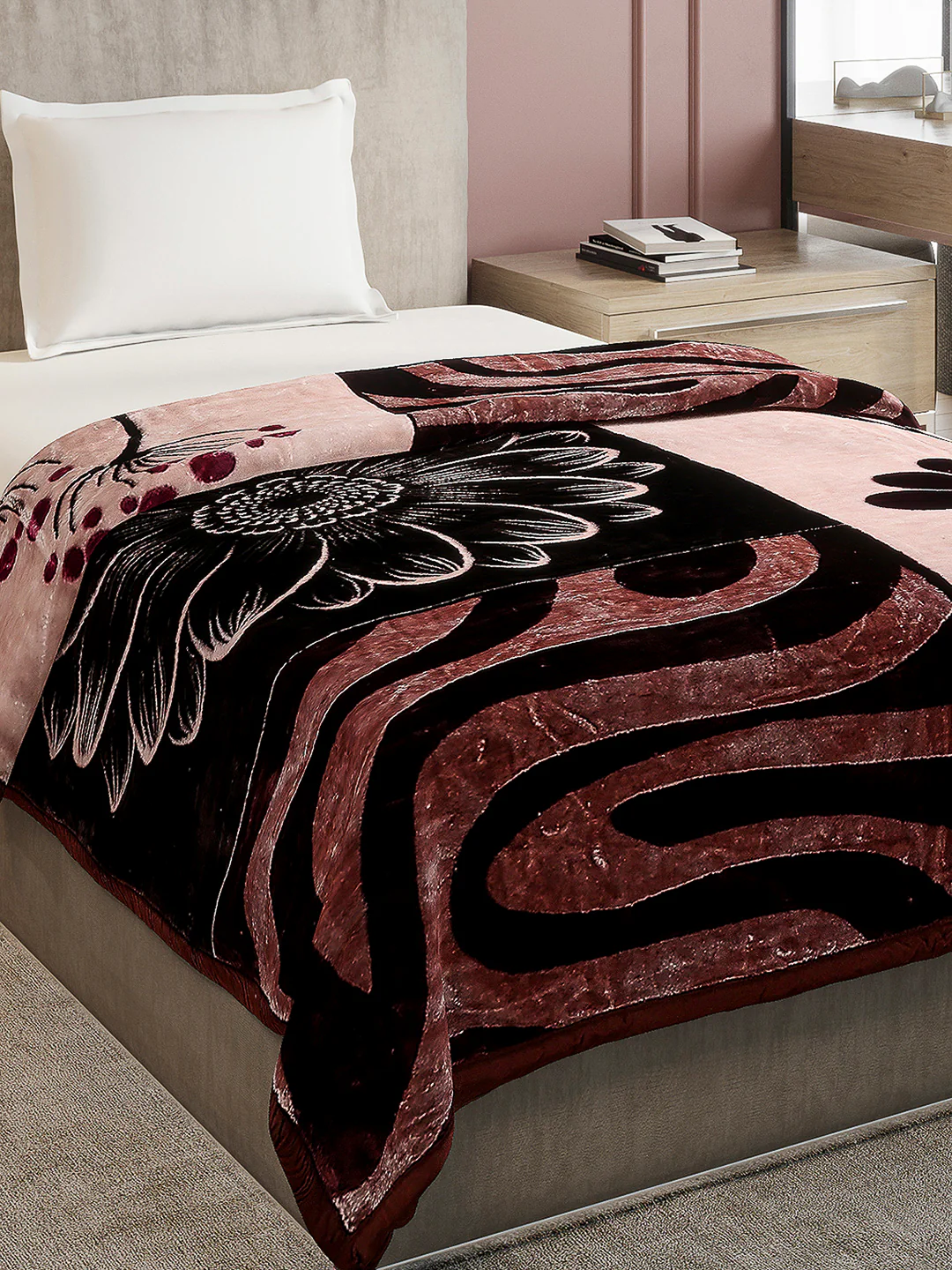 Printed Single Bed Reversible Blanket 2 Ply, 895 GSM, 3.15 kg (Lavish)