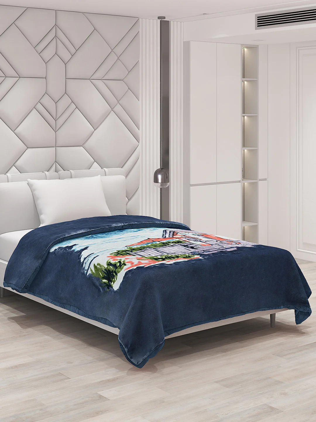 Printed Single Bed Blanket for Mild Winter -1 Ply