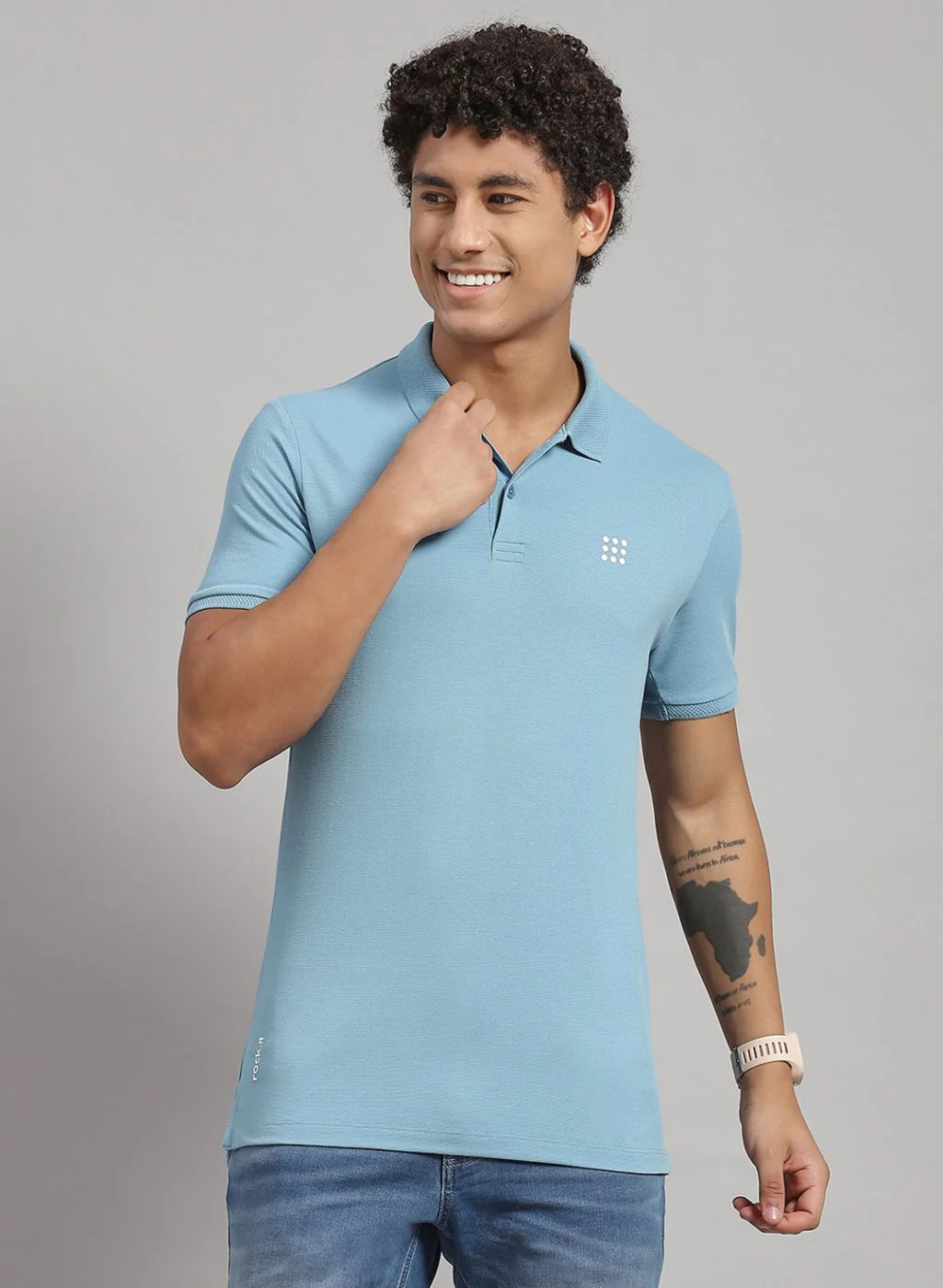 Rock.it Men Blue Solid T-Shirt