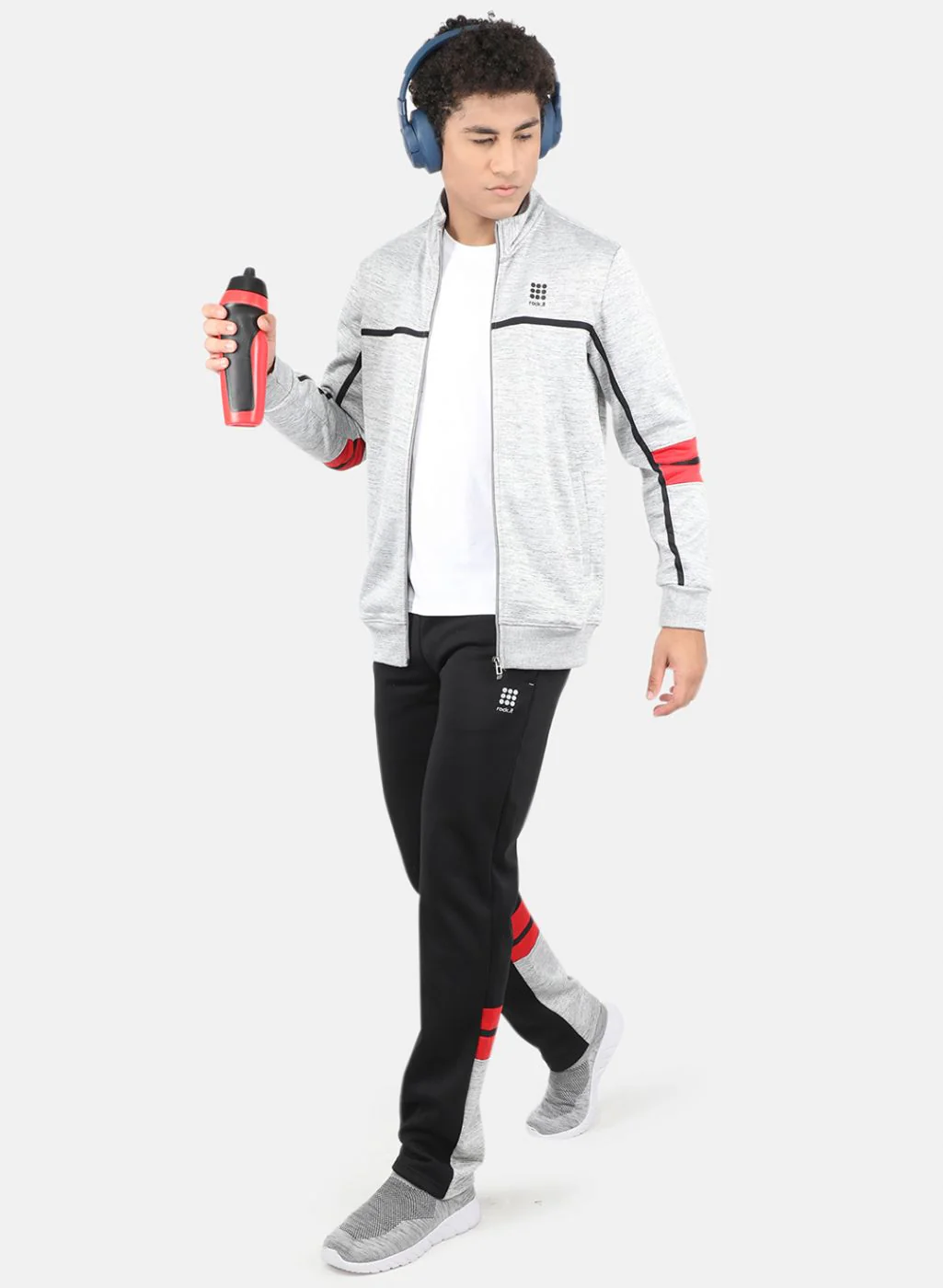Rock.it Men Grey & Black Solid Tracksuit - Image 4