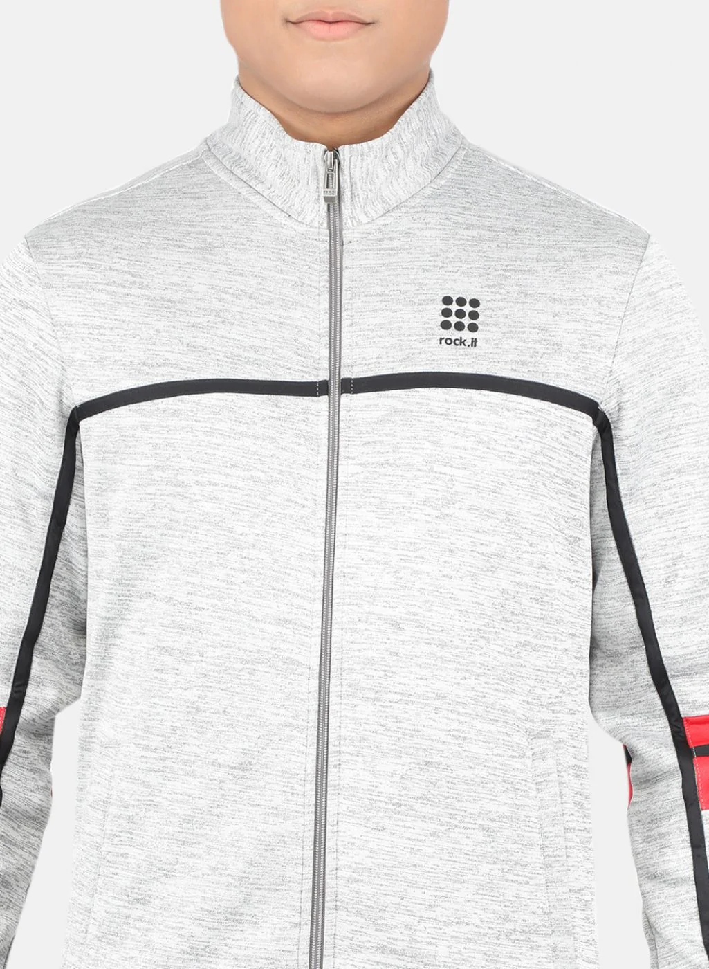 Rock.it Men Grey & Black Solid Tracksuit - Image 5