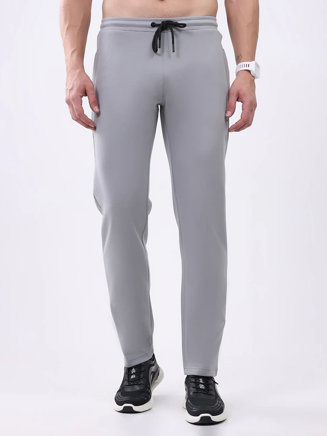 Rock.it Men Grey Solid Slim Fit Winter Lower