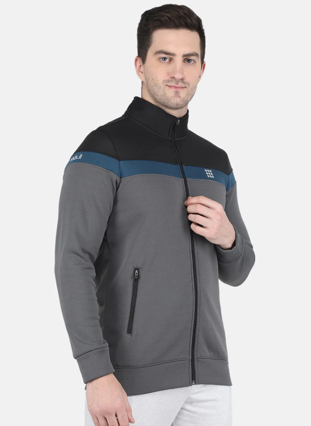 Rock.it Men Grey Solid Sweatshirt - Image 6