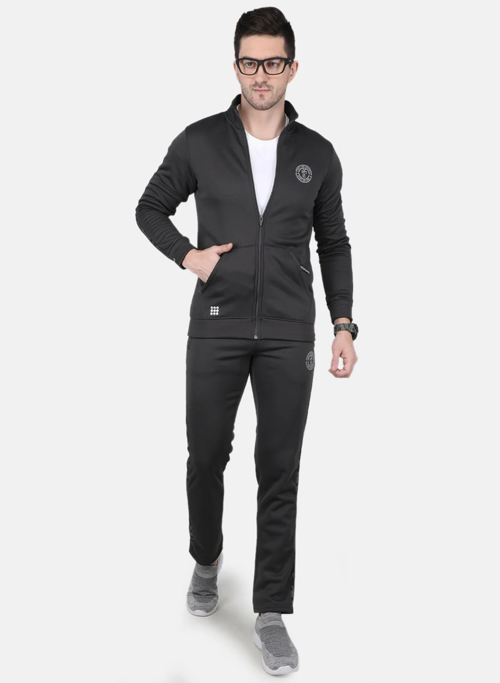Rock.it Men Grey Solid Tracksuit - Image 4