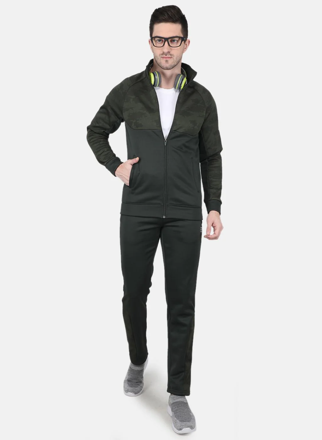 Rock.it Men Olive Self Design Tracksuit - Image 4