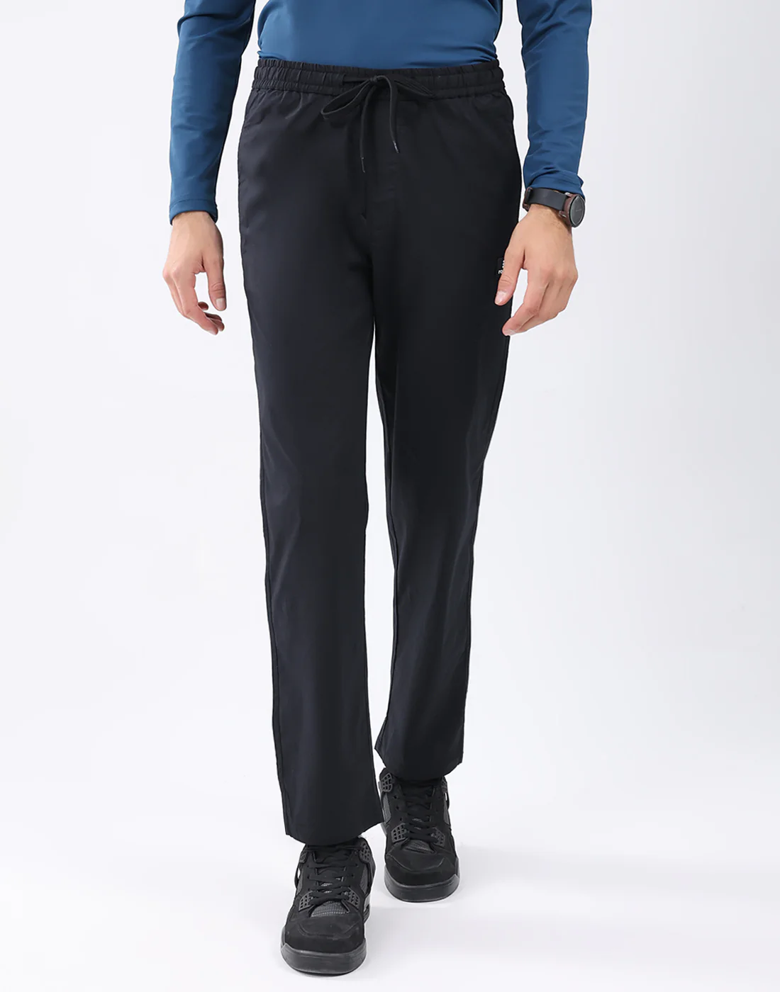 Rock.it Men Black Solid Regular Fit Winter Lower