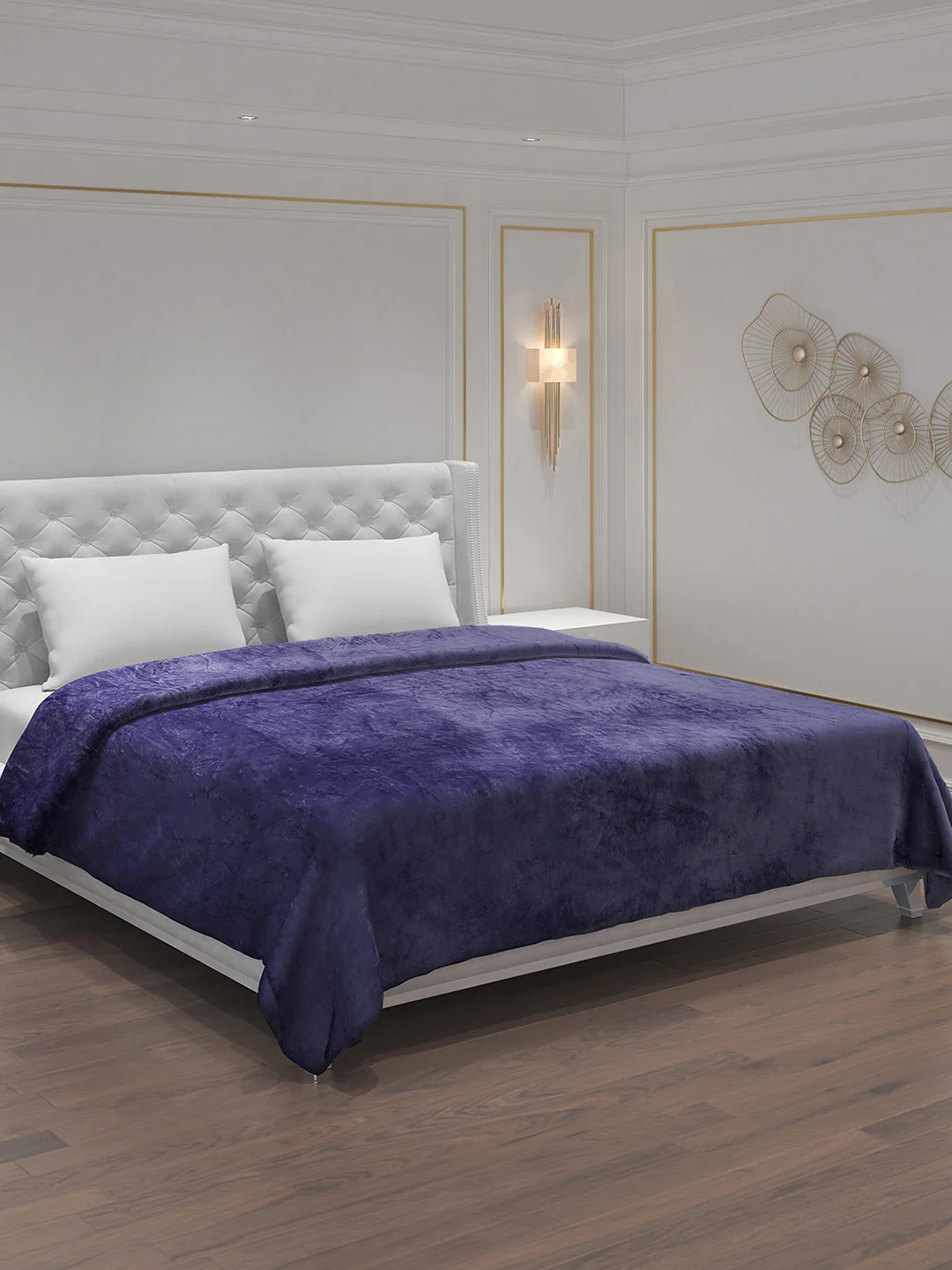 Solid 100% Polyester Double Bed Blanket for AC Room