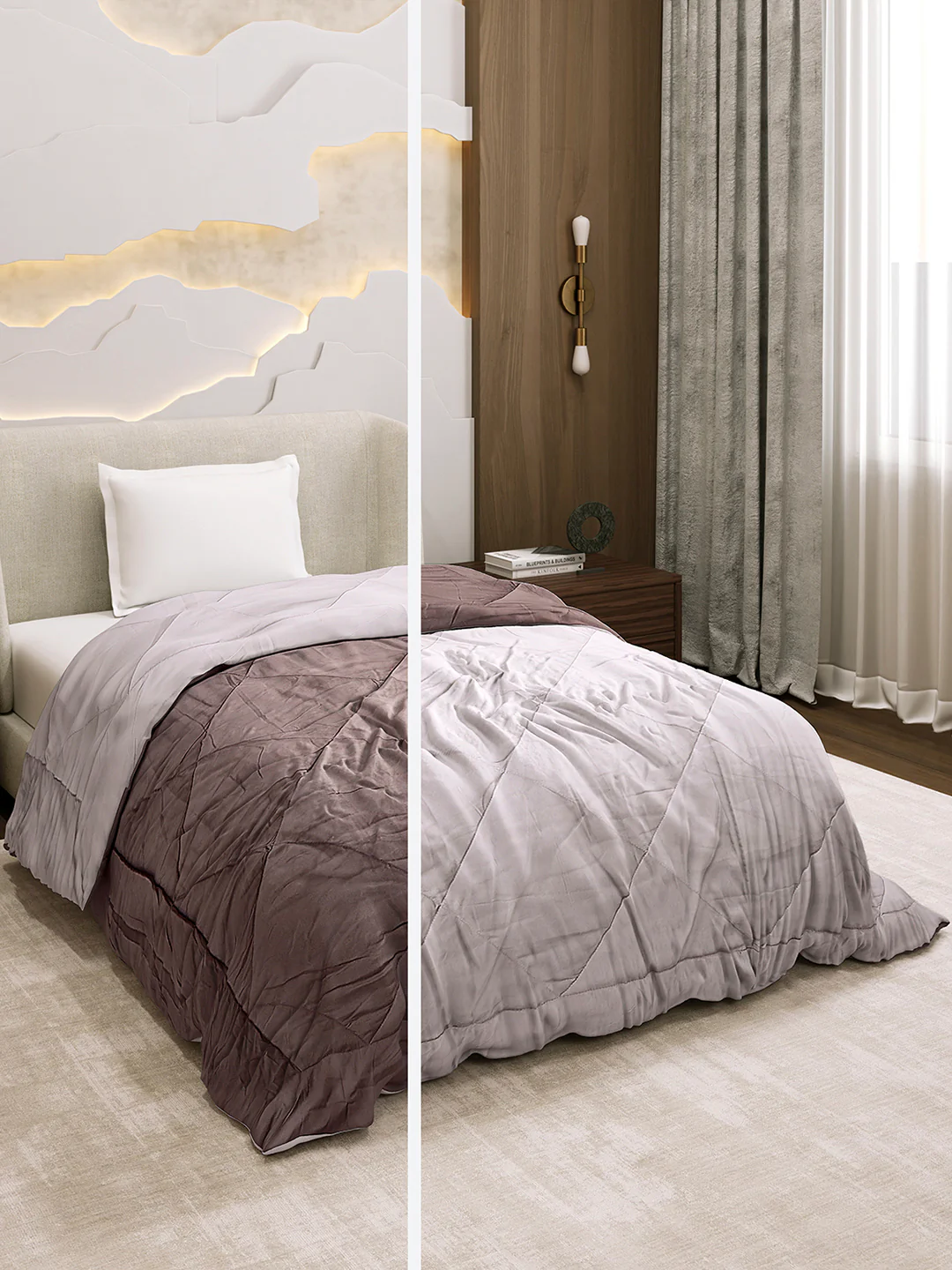 Solid Single Bed 3 Ply Comforter for AC Room - (Melange)