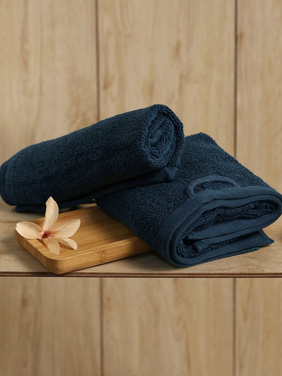 Teal Blue Cotton Solid 350 GSM Hand Towel (Pack of 2)