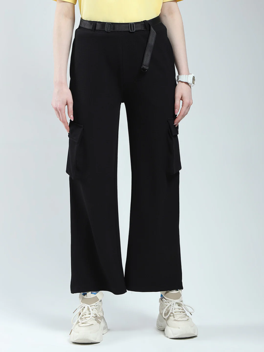 Rock.it Women Black Self Design Regular Fit Lower