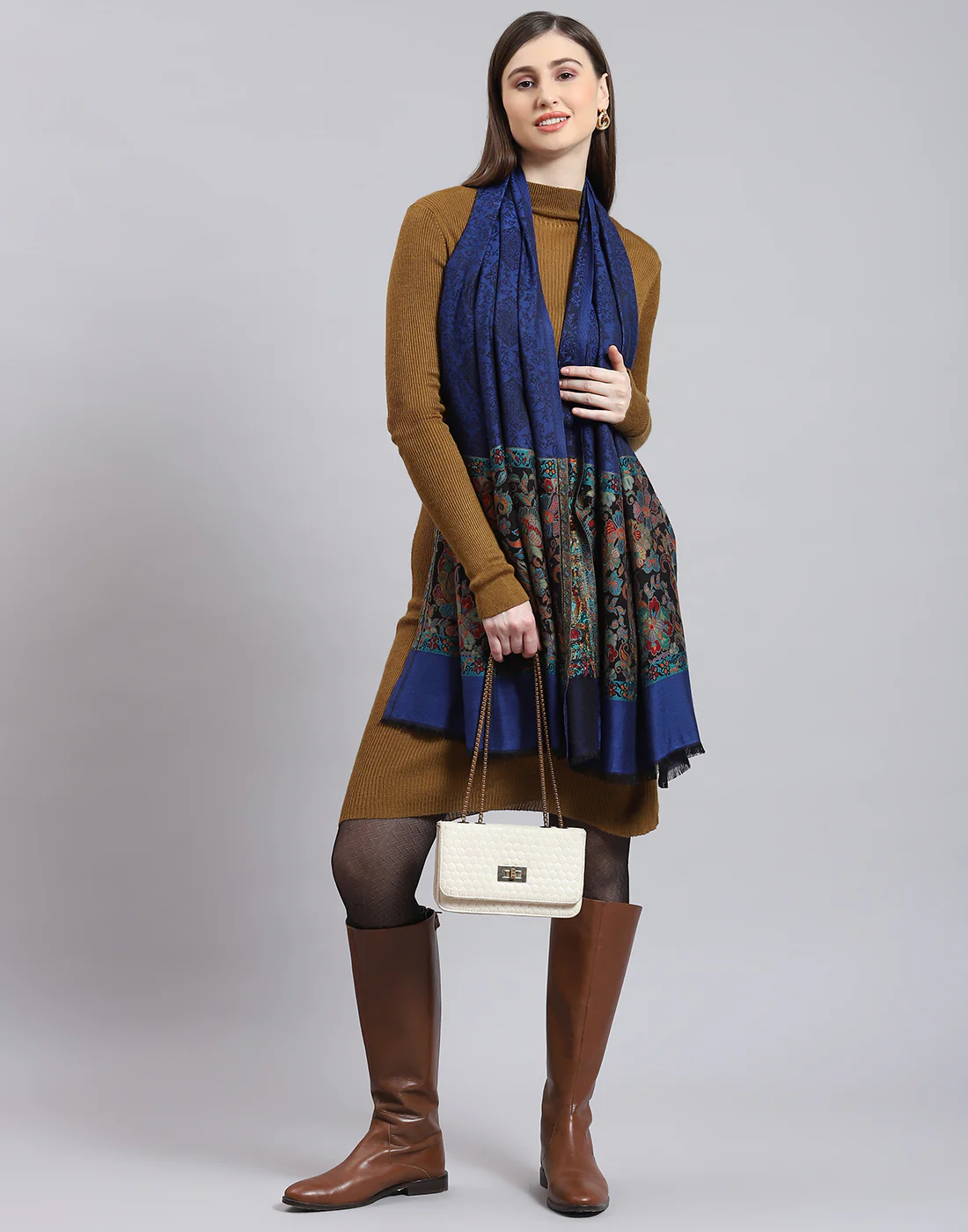 Women Blue Self Design Stole