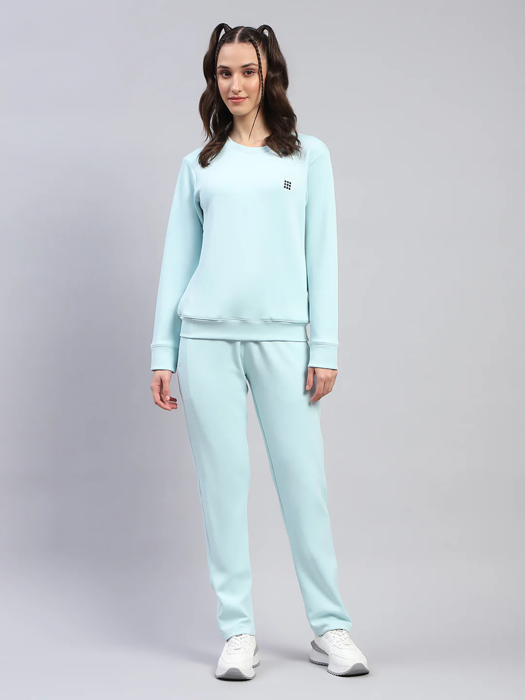 Rock.it Women Blue Solid Round Neck Full Sleeve Cords Set