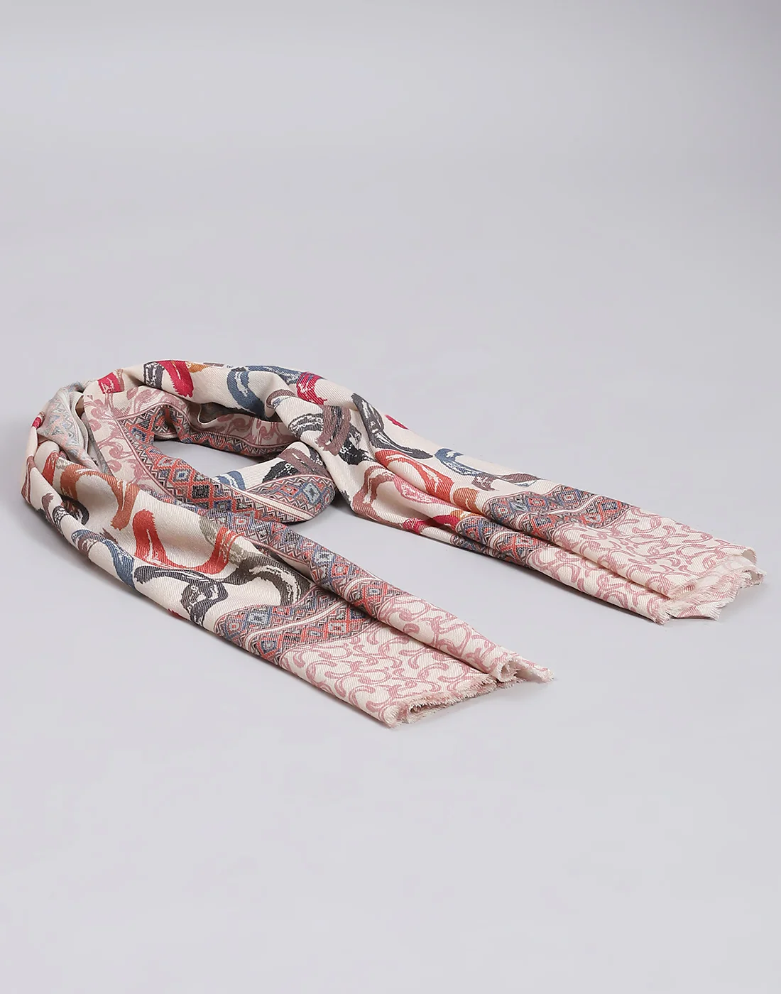 Women Cream Printed Stole