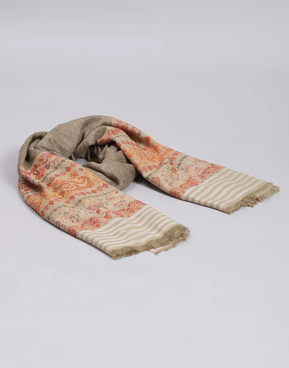Women Khaki Self Design Shawl