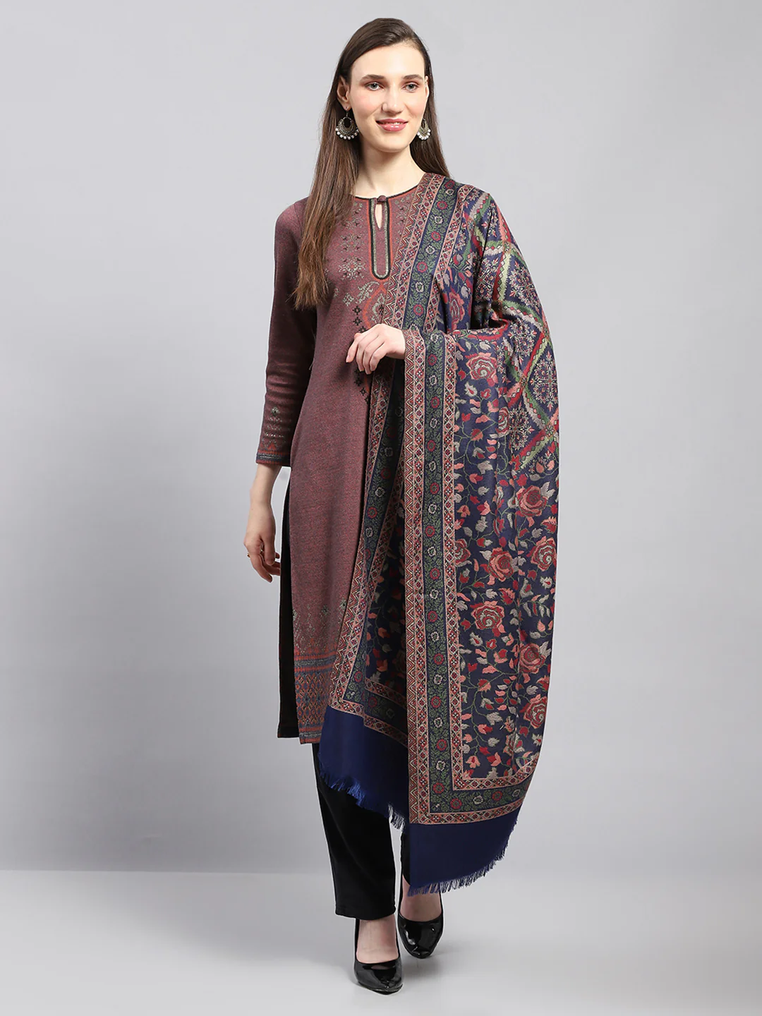Women Multicolor Self Design Shawl