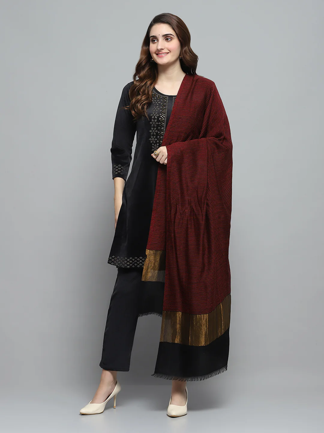 Women Multicolor Self Design Shawl