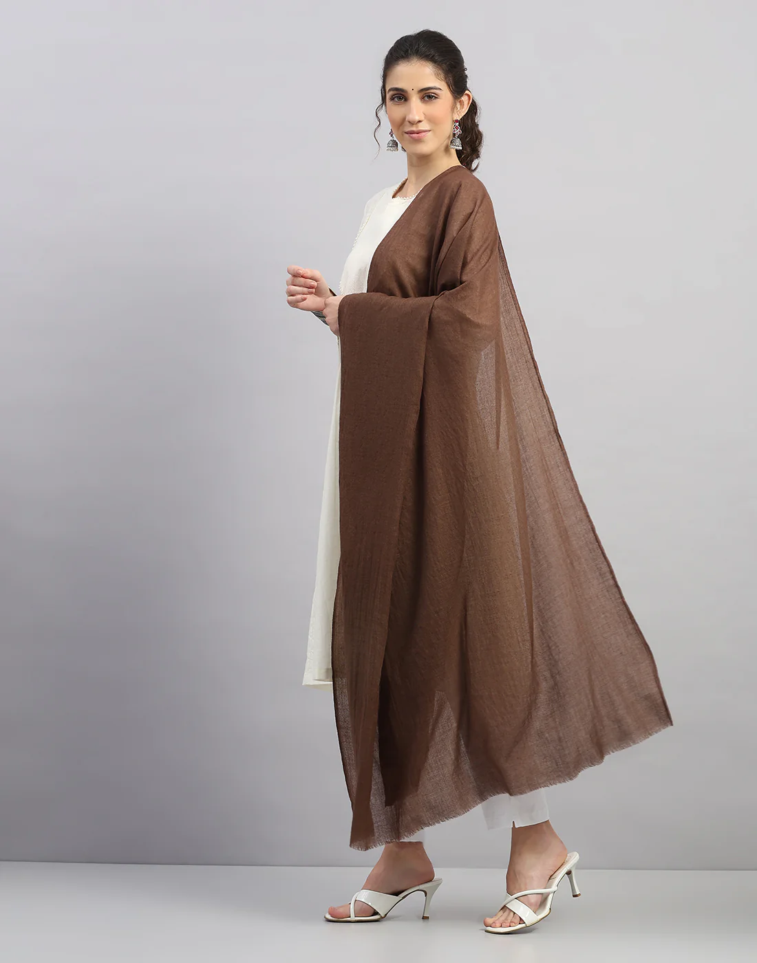 Women Multicolor Self Design Shawl - Image 2