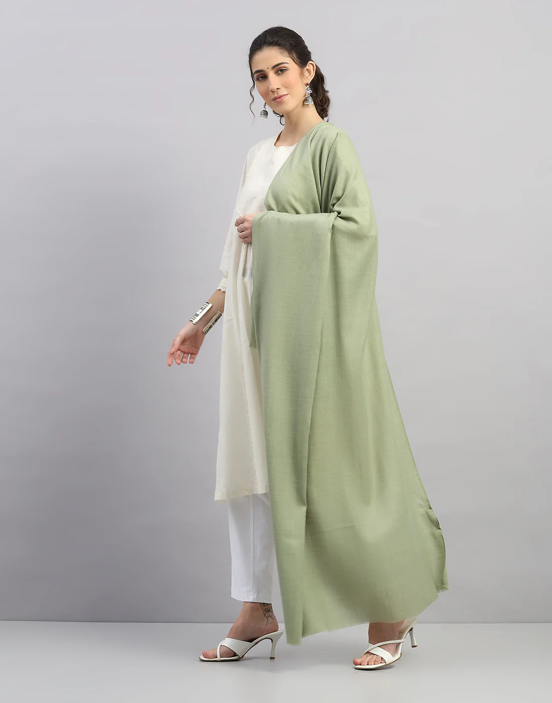 Women Multicolor Self Design Shawl - Image 2