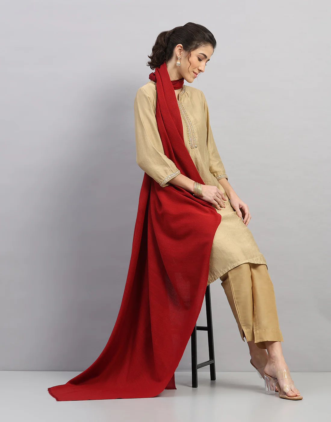 Women Multicolor Self Design Shawl - Image 5