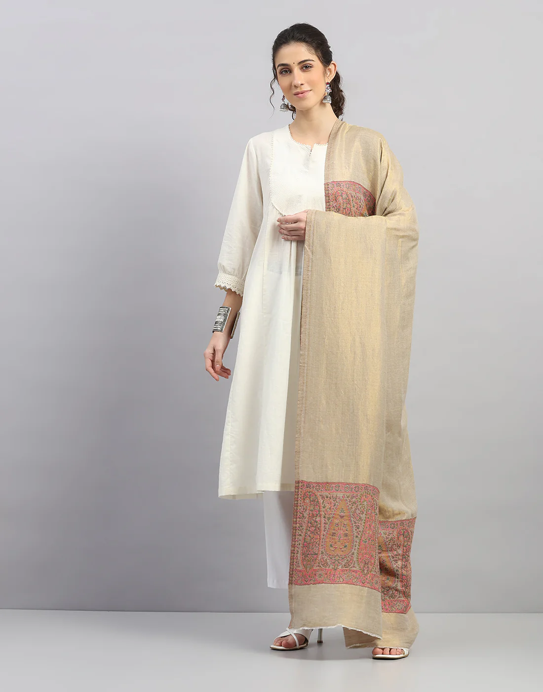 Women Multicolor Self Design Shawl