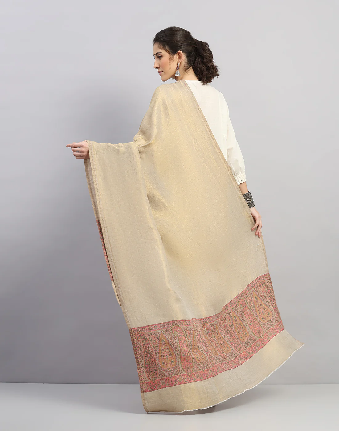 Women Multicolor Self Design Shawl - Image 4
