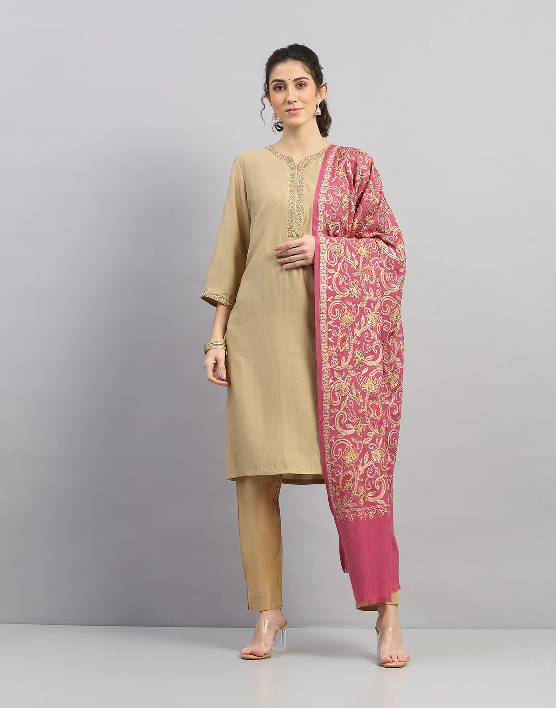 Women Multicolor Self Design Shawl