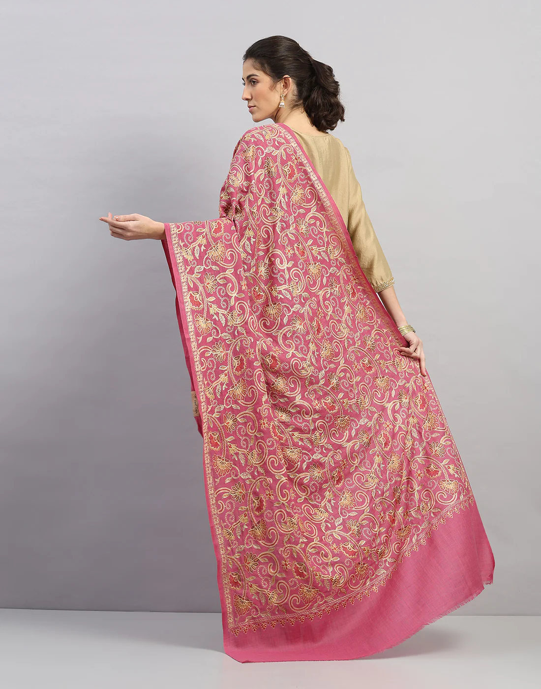 Women Multicolor Self Design Shawl - Image 4