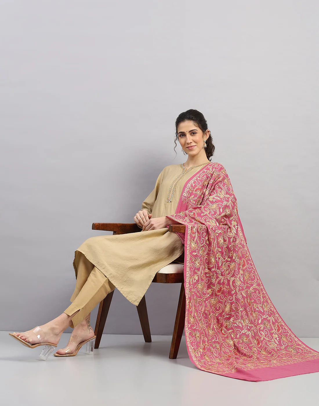 Women Multicolor Self Design Shawl - Image 5
