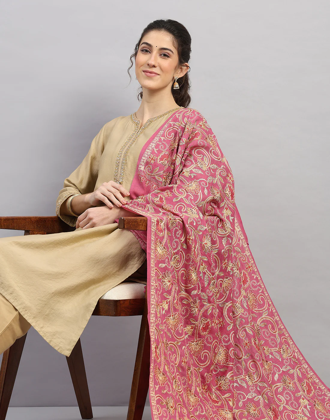 Women Multicolor Self Design Shawl - Image 6