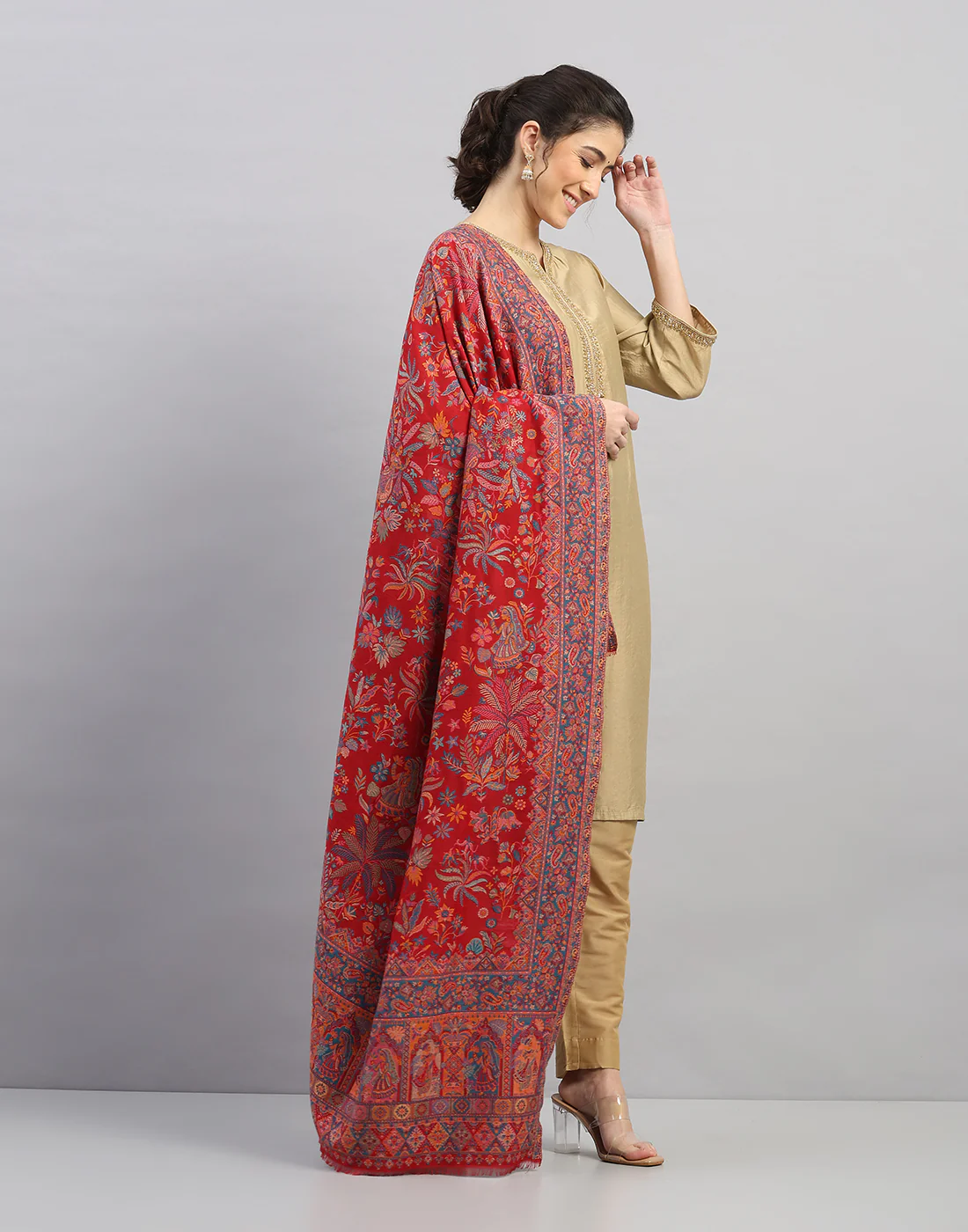 Women Multicolor Self Design Shawl - Image 3