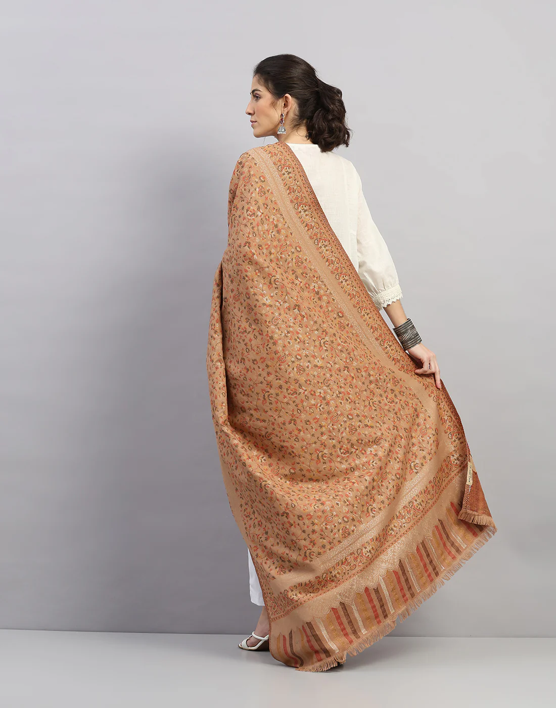 Women Multicolor Self Design Shawl - Image 4