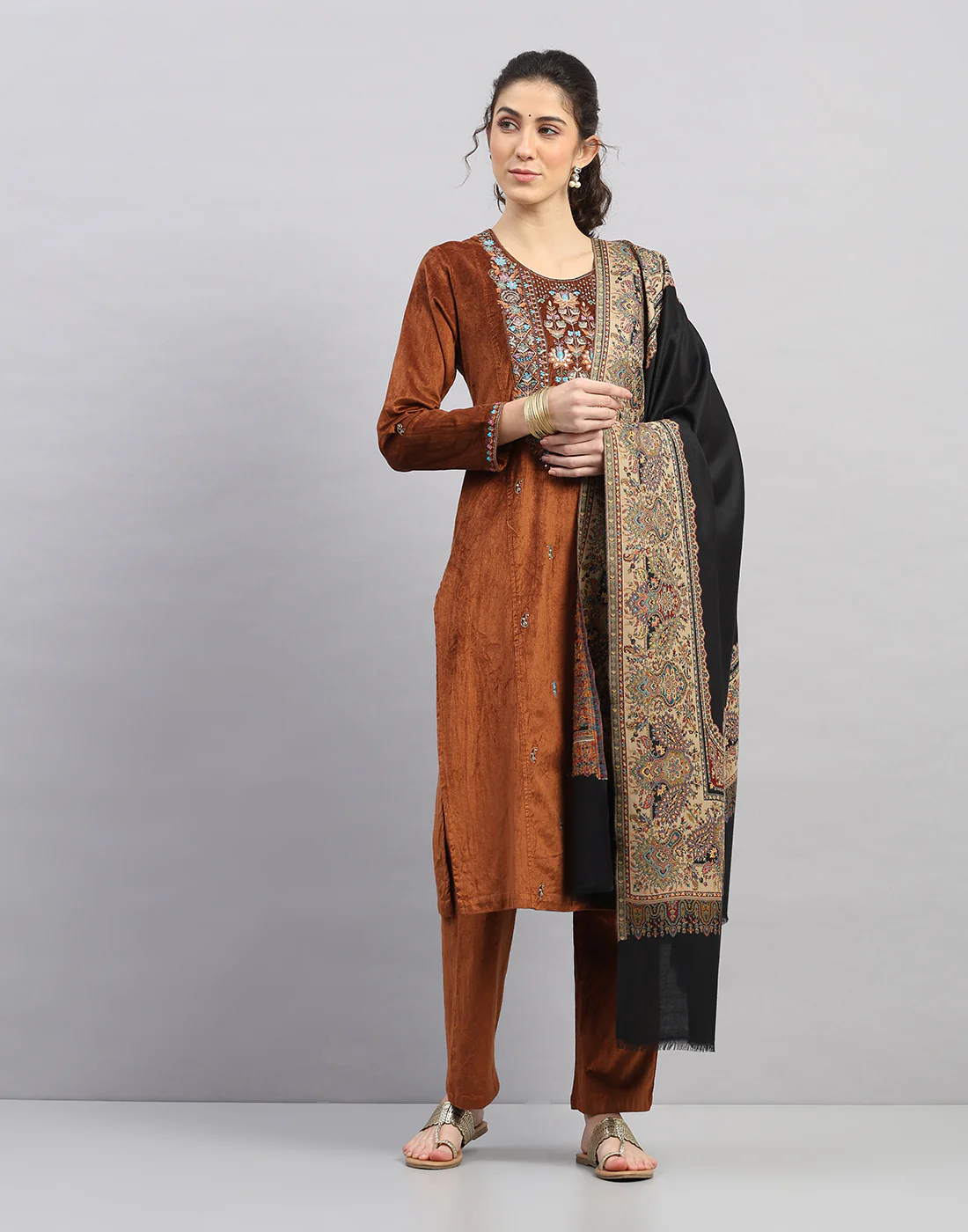 Women Multicolor Self Design Shawl