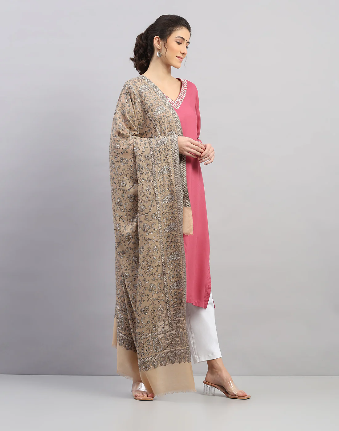 Women Multicolor Self Design Shawl - Image 3