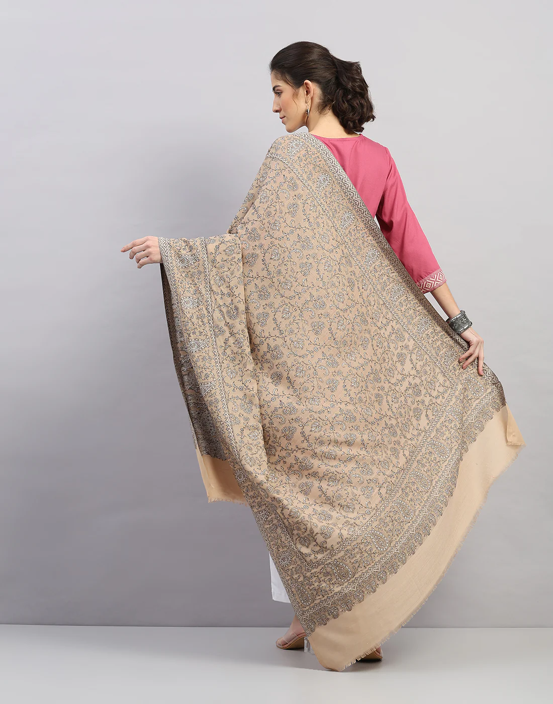 Women Multicolor Self Design Shawl - Image 4