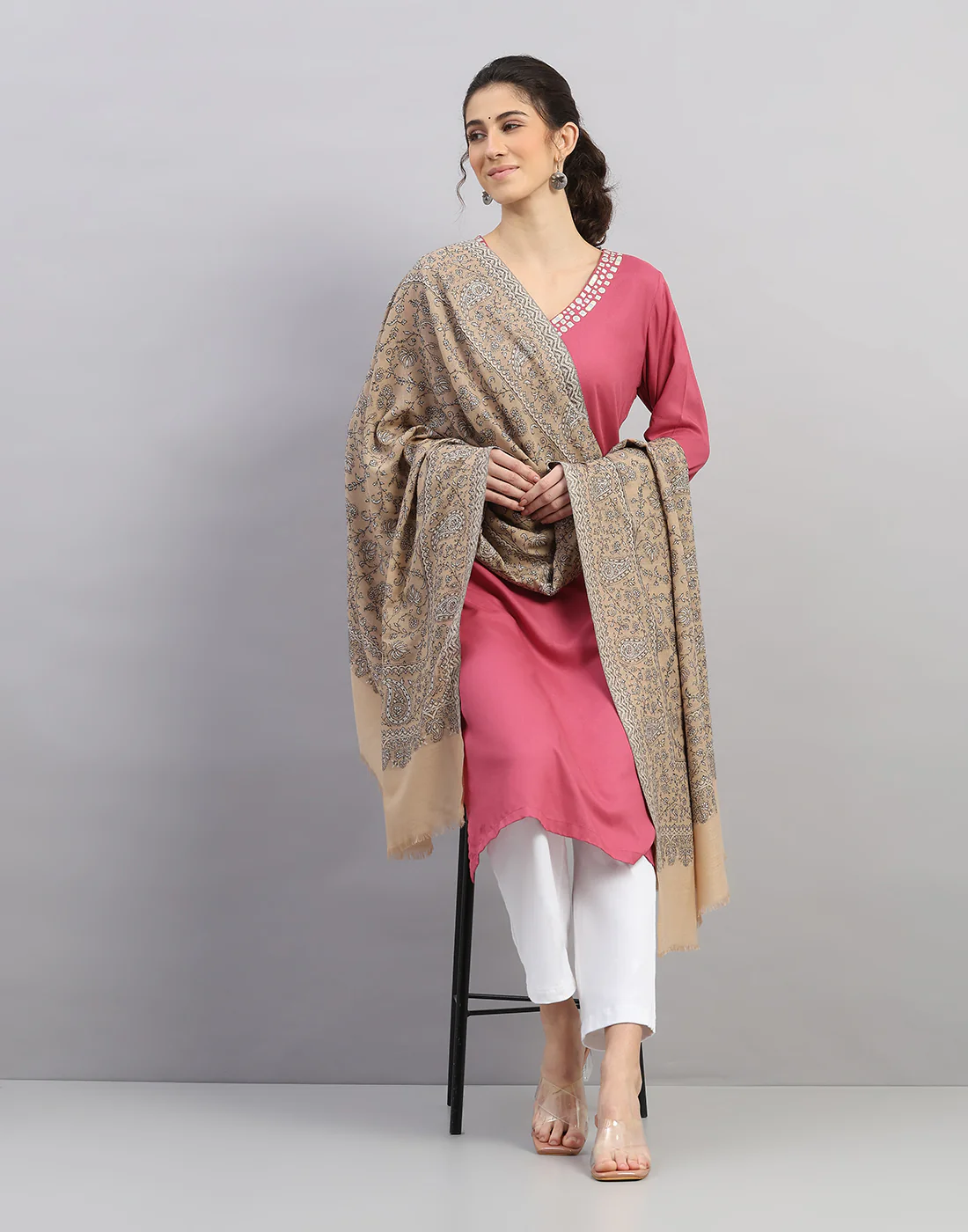Women Multicolor Self Design Shawl - Image 5