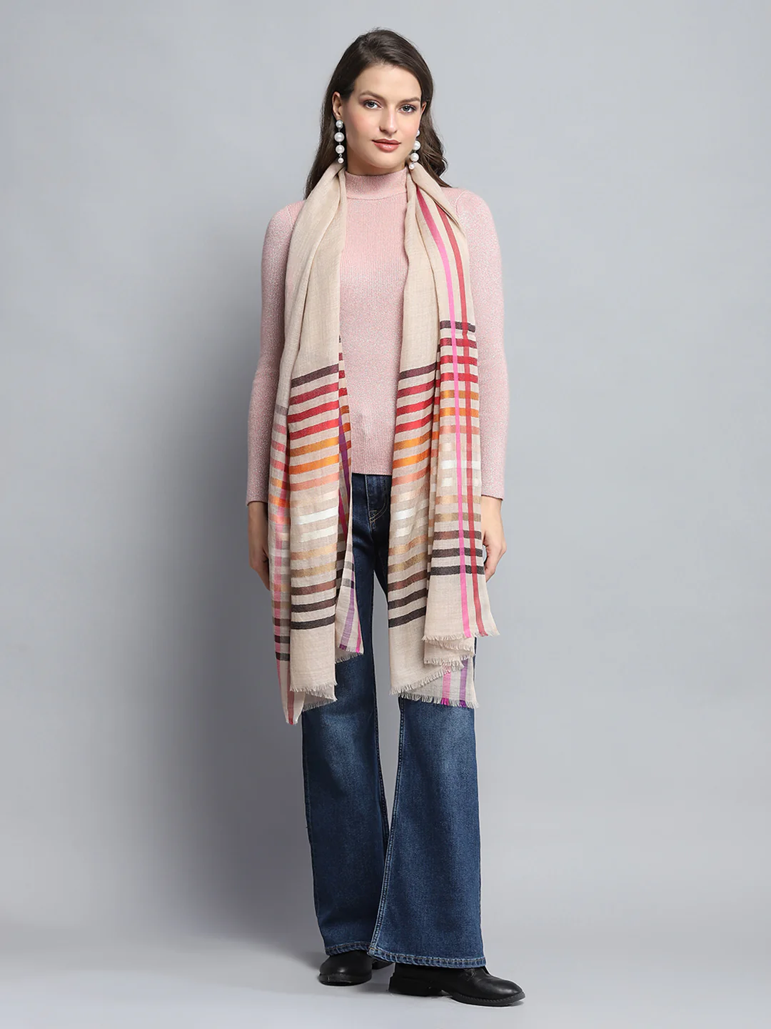 Women Multicolor Self Design Stole