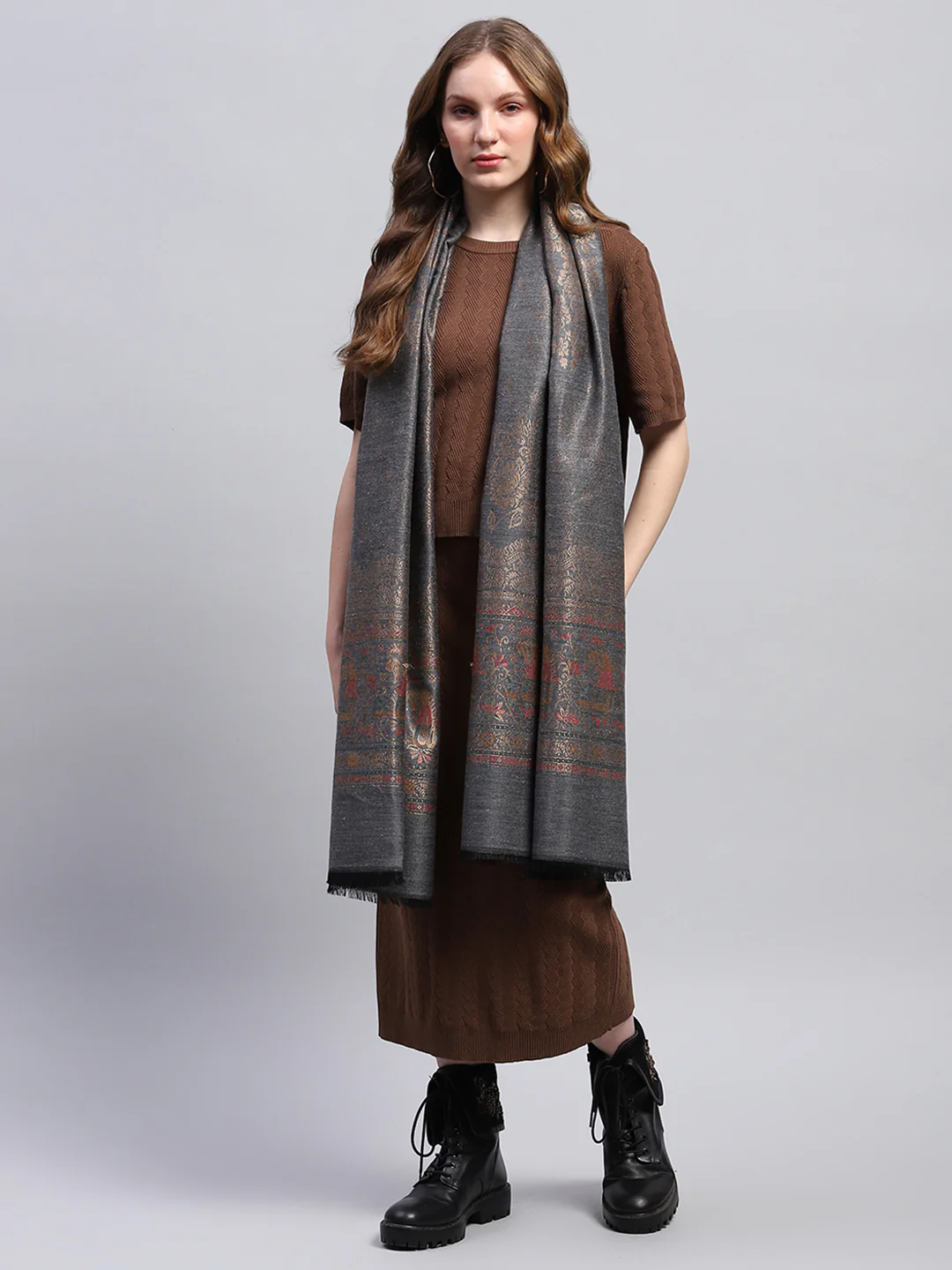 Women Multicolor Self Design Stole