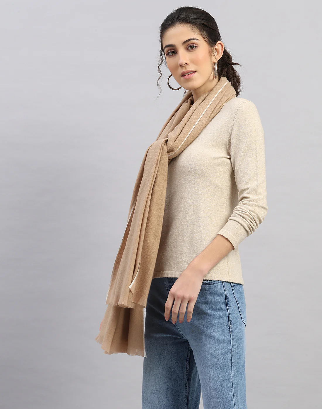 Women Multicolor Self Design Stole - Image 2