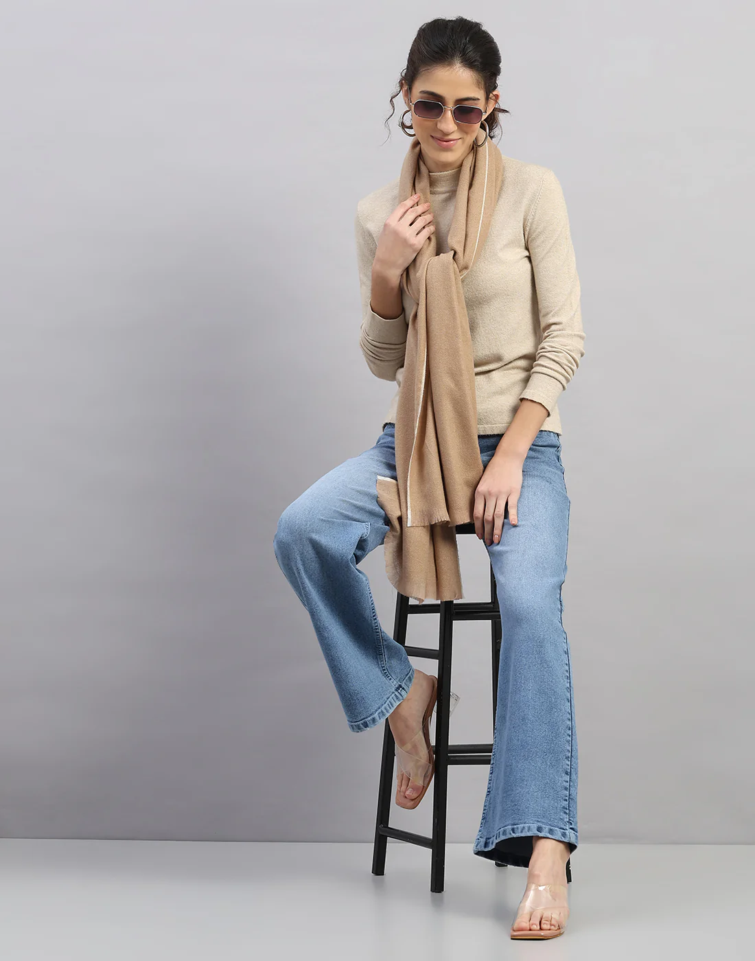 Women Multicolor Self Design Stole - Image 4