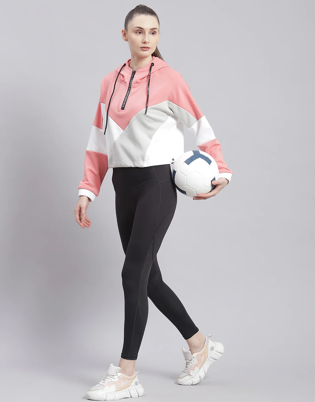 Rock.it Women Pink Solid Hooded Full Sleeve Sweatshirt