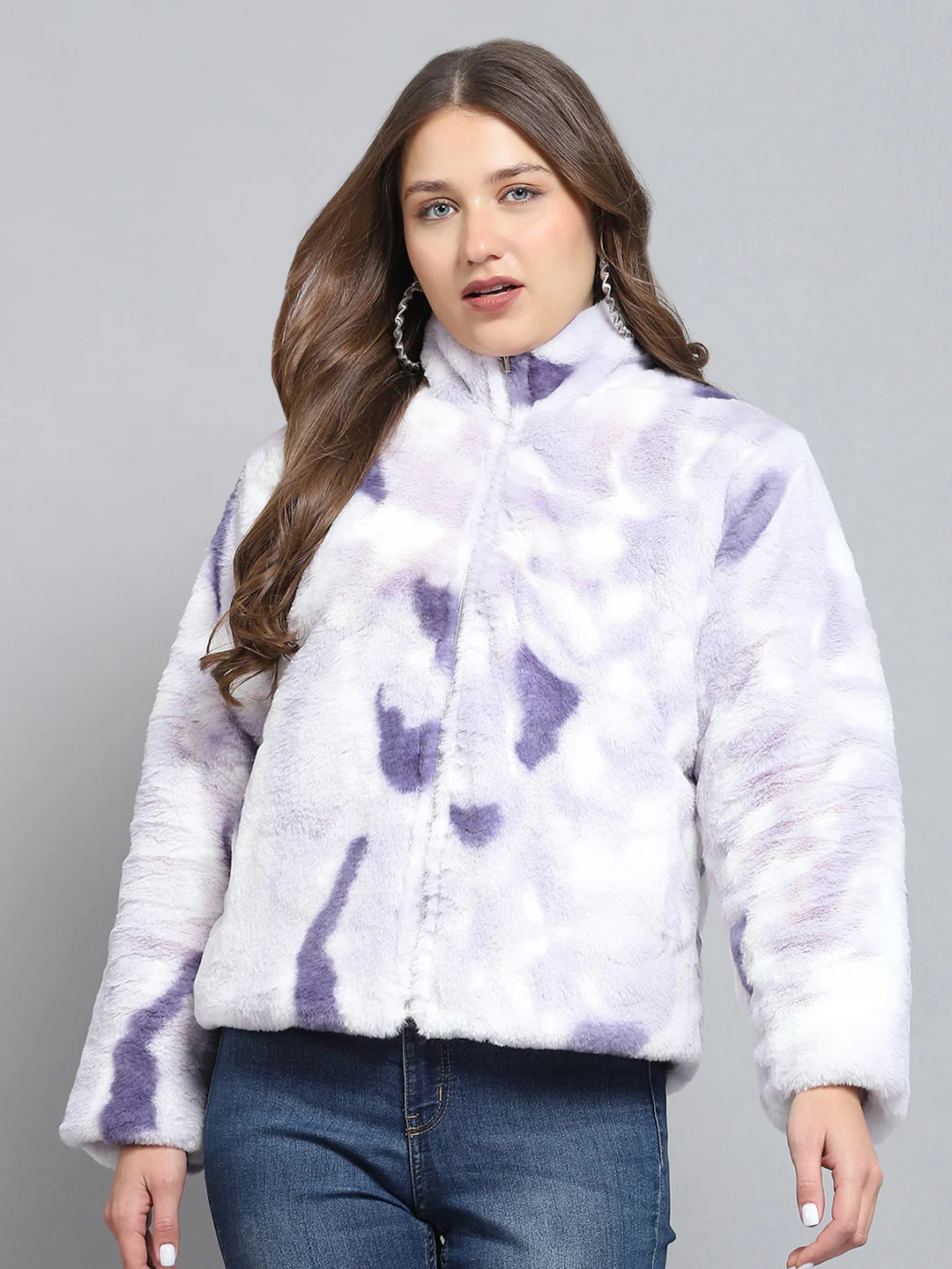 Women Purple Solid Collar Full Sleeve Reversible Jacket