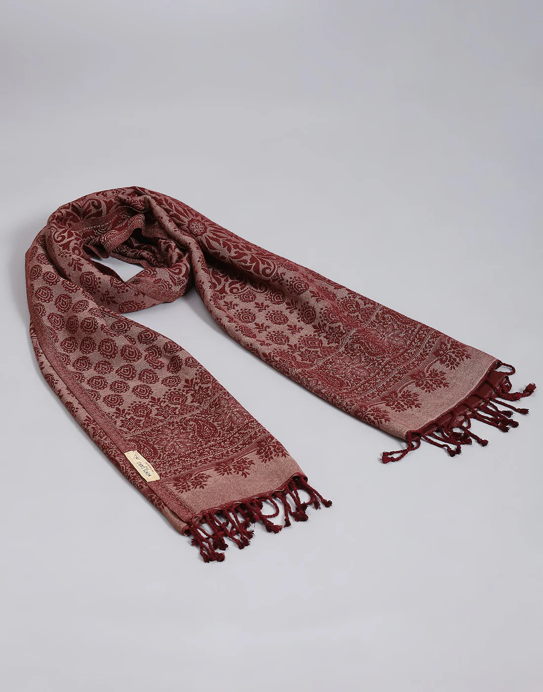 Women Red Self Design Stole
