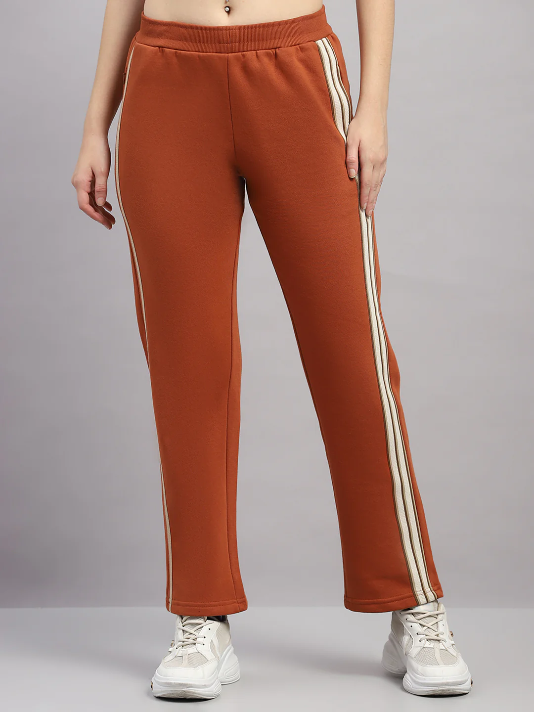 Women Rust Solid Regular Fit Winter Lower