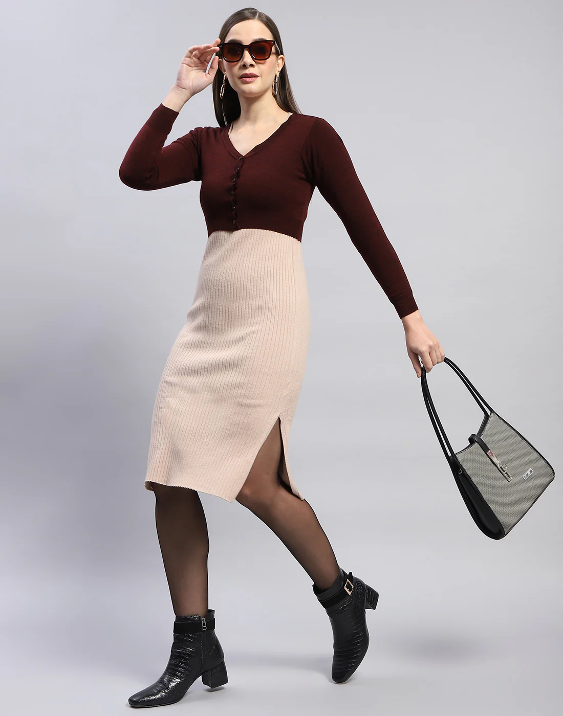 Women Rust Solid V Neck Full Sleeve Blouse - Image 2